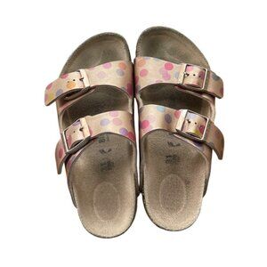 Birkenstock Youth Girls Arizona Sandals Size 31 US 13 Metallic Polka Dots Pink